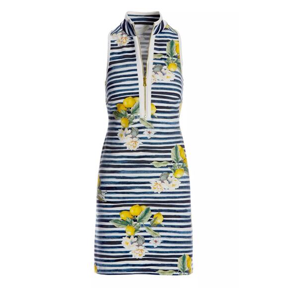 Boston Proper Lemon Racerback Chic Zip Dress Women's SZ L - Picture 3 of 11